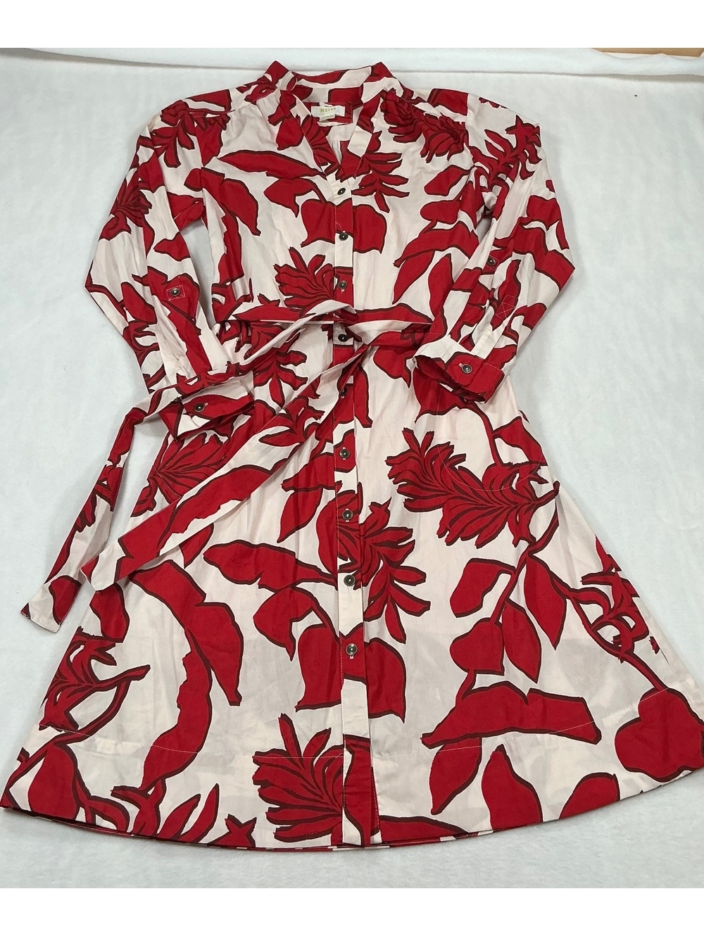 Maeve by Anthropologie Red and White Floral Button-Up Dress XS‎
